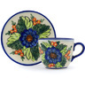 Polish Pottery Boleslawiec Stoneware Cup With Saucer 157+49 Cer maz UNIKAT pattern D145 H0583H