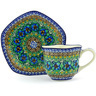 Polish Pottery Boleslawiec Stoneware Cup With Saucer 774 Ceramika Artystyczna UNIKAT pattern U151 H4950G