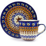 Polish Pottery Boleslawiec Stoneware Cup With Saucer 775 Ceramika Artystyczna UNIKAT pattern U80 H4133F