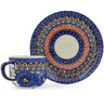 Polish Pottery Boleslawiec Stoneware Espresso Cup With Saucer GU1080+GU710 Zaklady Ceramiczne UNIKAT pattern 148ART H4794I