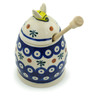 Polish Pottery Boleslawiec Stoneware Honey Jar With Dipper 253 Cer maz pattern D20 H2849I