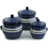 Polish Pottery Boleslawiec Stoneware Set Of 3 Jars GU1125+GU1126+GU1127 Zaklady Ceramiczne pattern 166A H5337I