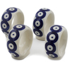 Polish Pottery 4-Piece Napkin Rings Set Blue Eyed Peacock