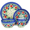 Polish Pottery 4-Piece Place Setting Poppies Obsession UNIKAT