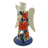 Polish Pottery Angel Candle Holder 9&quot; Red Star UNIKAT