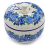 Polish Pottery Apple Shaped Jar 5&quot; Blue Rose