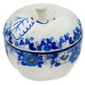 Polish Pottery Apple Shaped Jar 5&quot; Blue Spring Blue
