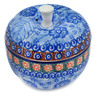 Polish Pottery Apple Shaped Jar 5&quot; Dancing Blue Poppies UNIKAT