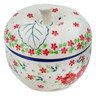 Polish Pottery Apple Shaped Jar 5&quot; Festive Misteltoe UNIKAT