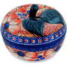 Polish Pottery Apple Shaped Jar 5&quot; Red Hot Summer