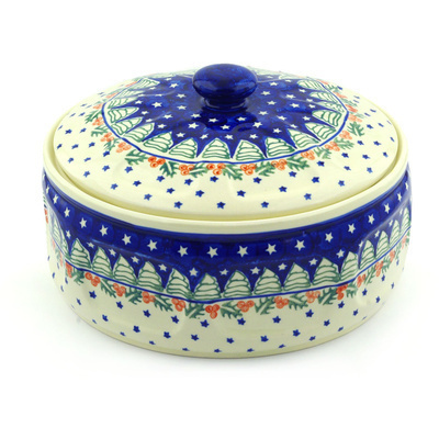 Polish Pottery Baker with Cover 10&quot;