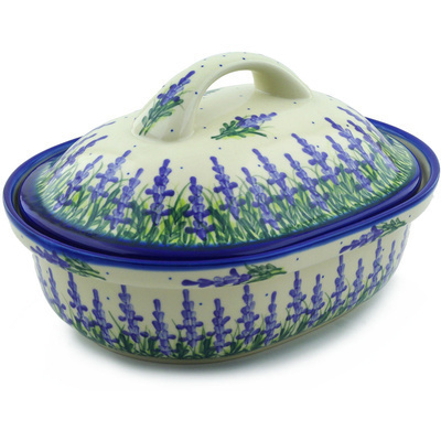 Polish Pottery Baker with Cover 13&quot;