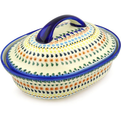 Polish Pottery Baker with Cover 13&quot;