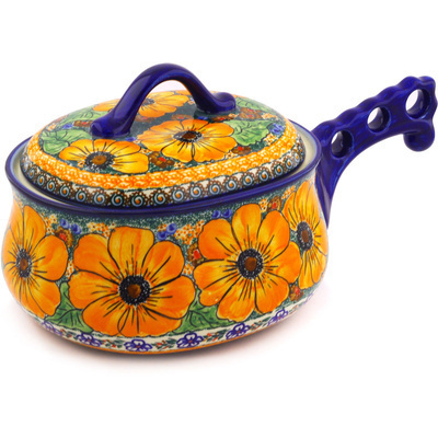 Polish Pottery Baker with Cover 15&quot; Autumn Garden