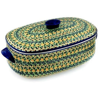 Polish Pottery Baker with Cover 18&quot; UNIKAT