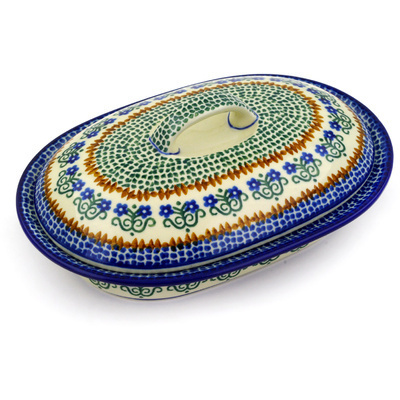 Polish Pottery Baker with Cover 8&quot; Fanciful Daisy