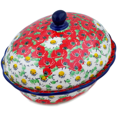 Polish Pottery Baker with Cover 9&quot; Spring Blossom Harmony UNIKAT