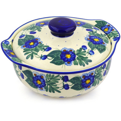 Polish Pottery Baker with Cover with Handles 10&quot;