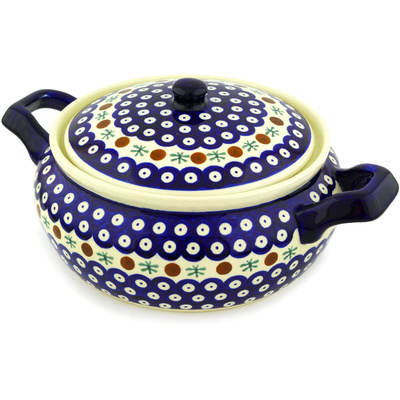 Polish Pottery Baker with Cover with Handles 12&quot; Mosquito