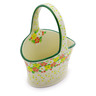 Polish Pottery Basket with Handle 7&quot; Blossom Sprinkle UNIKAT