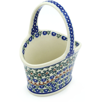Polish Pottery Basket with Handle 7&quot;