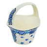 faience Basket with Handle 8&quot; Cobalt Flowers