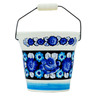 faience Basket with Handle 9&quot; Cobalt Flowers UNIKAT