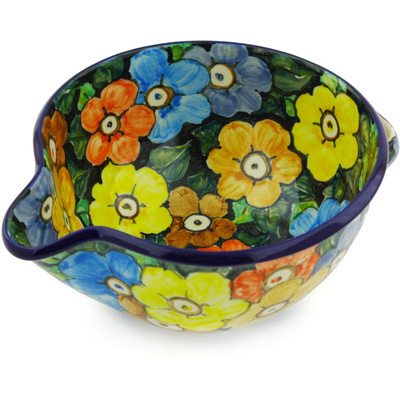 Polish Pottery Batter Bowl 7&frac12;-inch Springtime Flowers UNIKAT