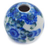Polish Pottery Bead &frac34;-inch Blue Poppies