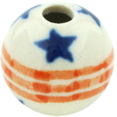 Polish Pottery Bead &frac34;-inch Stars And Stripes