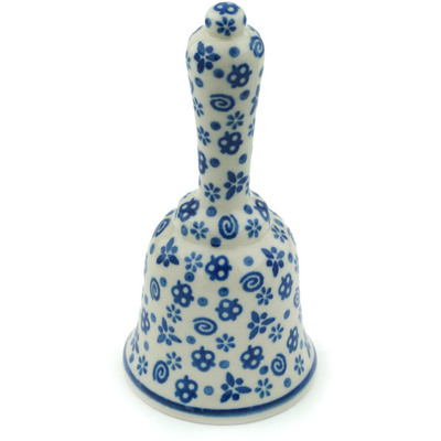 Polish Pottery Bell Figurine 6&quot; Blue Confetti