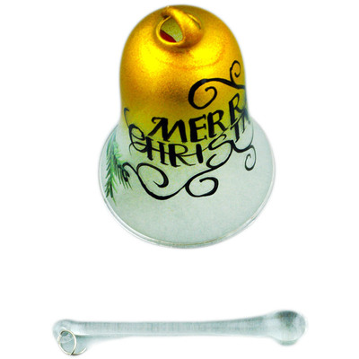 Glass Bell Ornament 3&quot; Gold