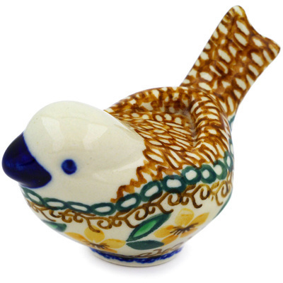Polish Pottery Bird Figurine 4&quot;
