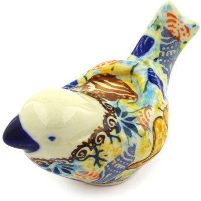 Polish Pottery Bird Figurine 4&quot; Ocean Whisper UNIKAT