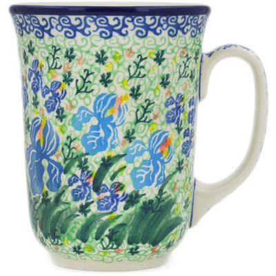 Polish Pottery Bistro Mug Blue Iris Delight UNIKAT