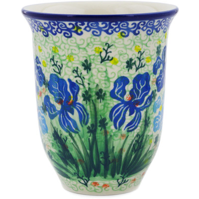 Polish Pottery Bistro Mug Blue Iris Delight UNIKAT