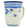 Polish Pottery Bistro Mug Blue Spring Swallow