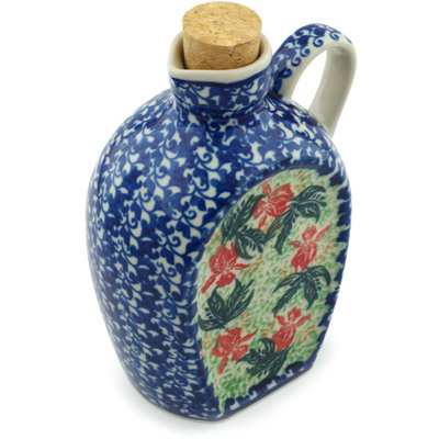 Polish Pottery Bottle 19 oz Red Hibiscus