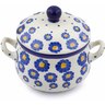 Polish Pottery Bouillon Cup with Lid 12 oz Blue Zinnia