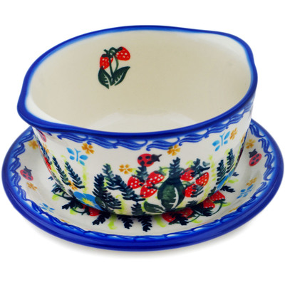 Polish Pottery Bouillon cup with saucer Spring  Garden Berries UNIKAT