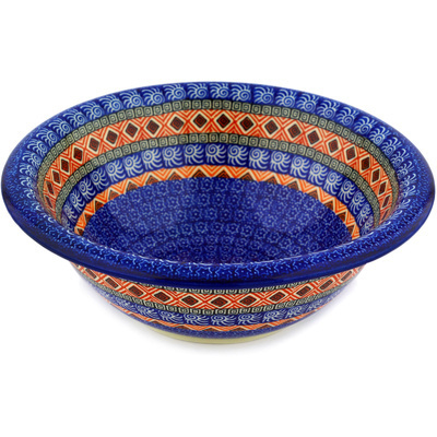 Polish Pottery Bowl 10&quot; Aztec Night