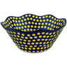 Polish Pottery Bowl 12&quot; Yellow Dots