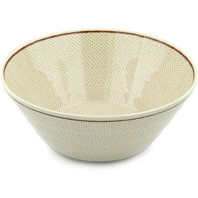 Polish Pottery Bowl 14&quot; Vanilla Bean UNIKAT