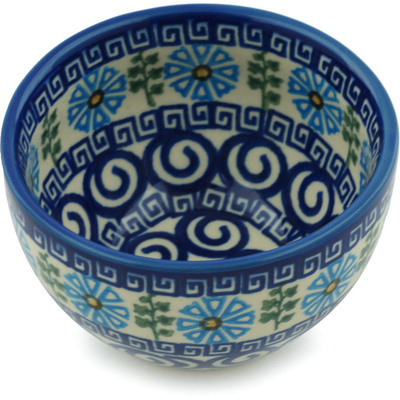Polish Pottery Bowl 4&quot; Aztec Blue