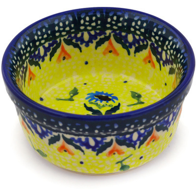 Polish Pottery Bowl 4&quot; Blue Dahlia