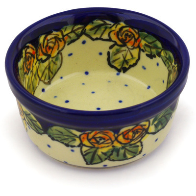 Polish Pottery Bowl 4&quot; Red Cabbage Roses