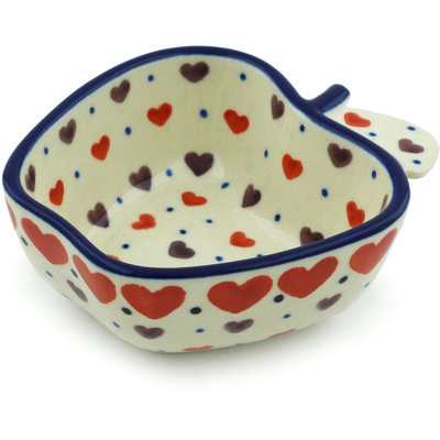 Polish Pottery Bowl 4&quot; Red Hearts Delight