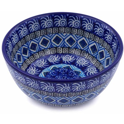 Polish Pottery Bowl 5&quot; Aztec Sky