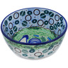 Polish Pottery Bowl 5&quot; Blue Rooster UNIKAT