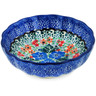 Polish Pottery Bowl 5&quot; Blue Star Flowers UNIKAT